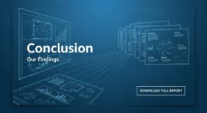 1枚目のスライドに大きく結論、右下にCTA。次ページ以降に根拠データ・具体例へ流れる見取り図。視線誘導が明快。フォトリアル、16:9。