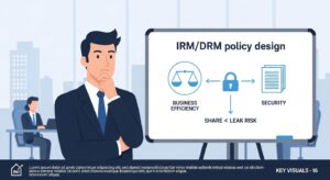 【業務別テンプレ付き】IRM/DRMポリシー設計の教科書｜情報漏洩を防ぎつつ生産性を落とさない5つの基本と運用術