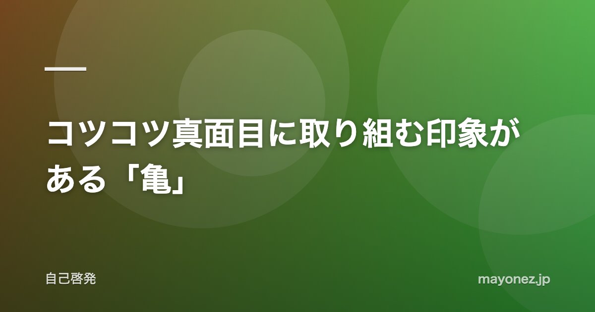 コツコツ真面目に取り組む印象がある「亀」